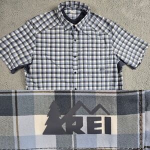 REI‎ Sahara Tech Shirt Mens XL Plaid Pockets Fishing Hiking Outdoors